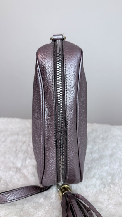 GUCCI Soho Disco Leather Purple Metallic Crossbody