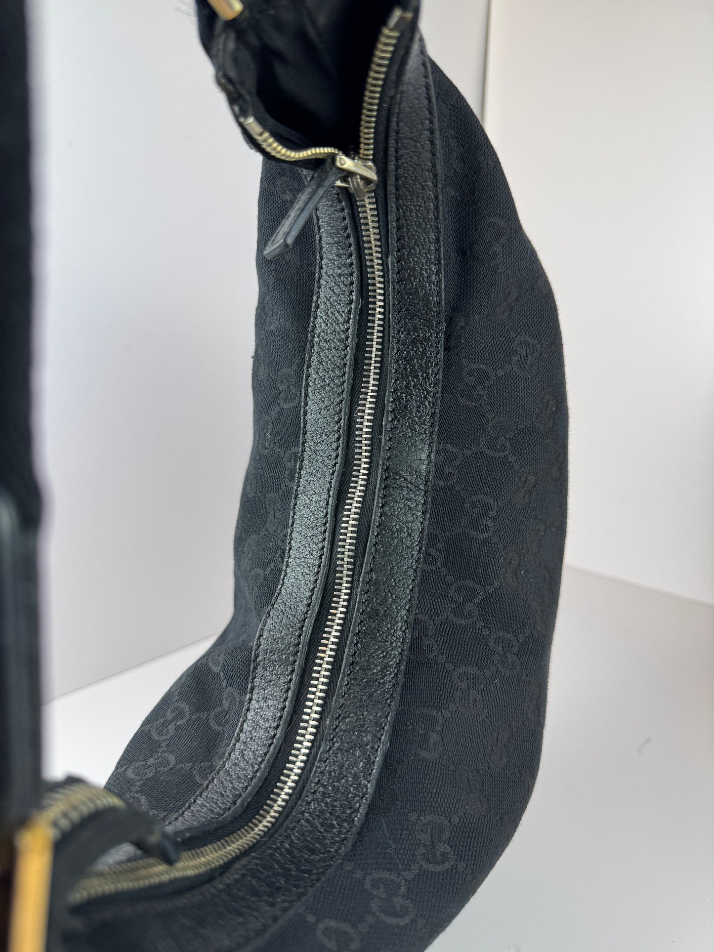 Gucci Hobo GG Canvas Black Shoulder Bag