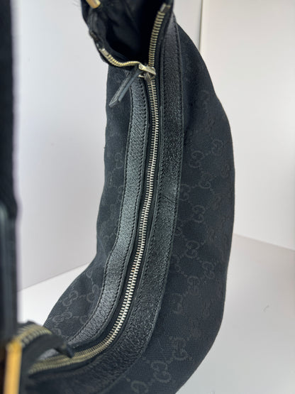Gucci Hobo GG Canvas Black Shoulder Bag