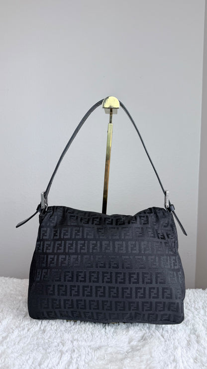 FENDI Mama Forever Zip Hobo Zucca Canvas Black