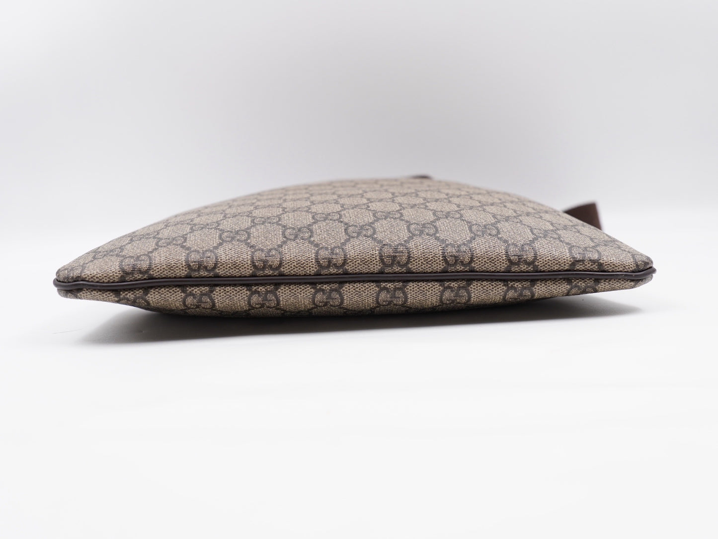 Gucci Front Zip Flat Messenger Bag Coated Canvas Medium