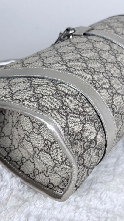 GUCCI Jackie Hobo GG Supreme Coated Canvas Silver
