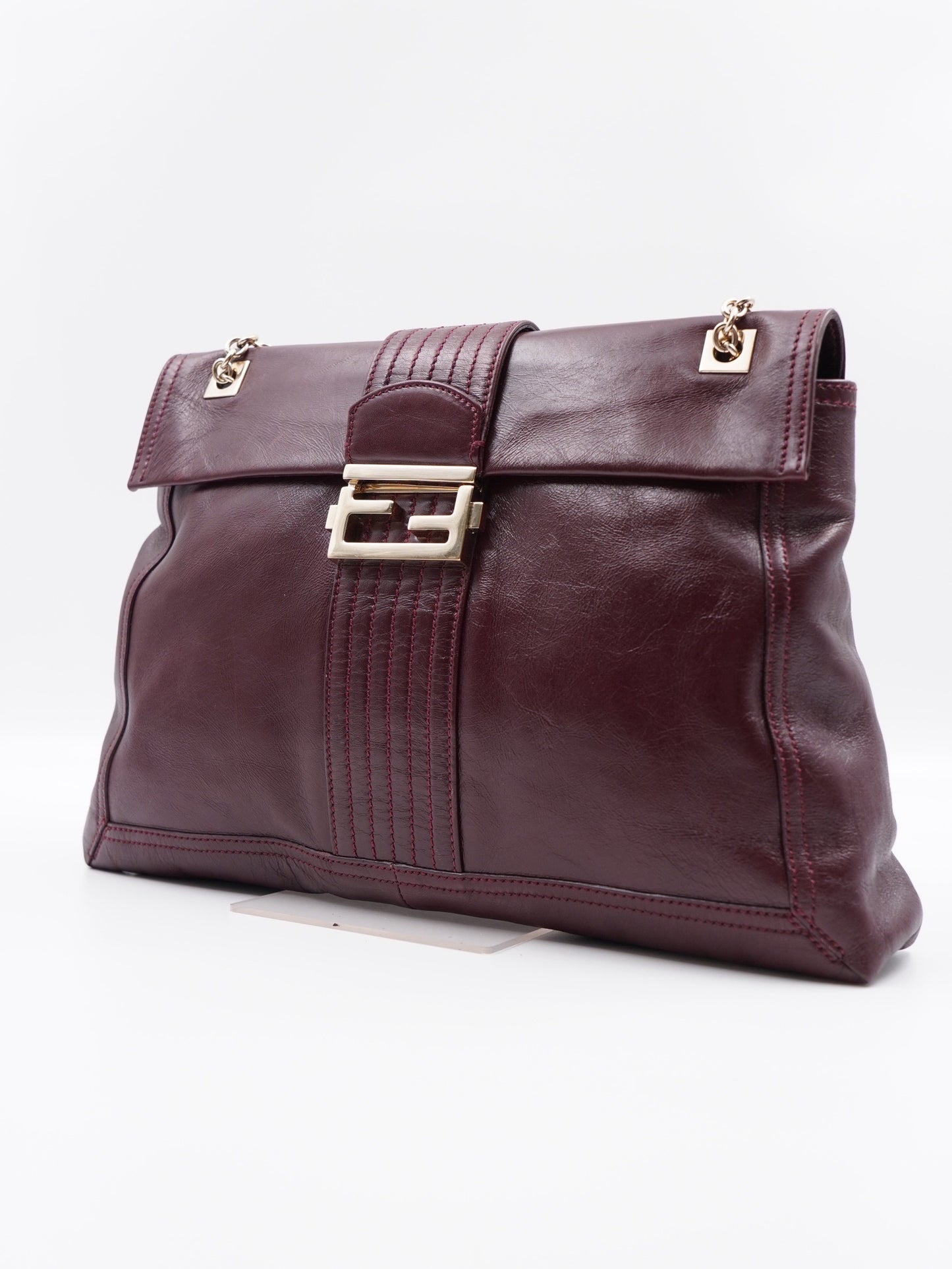 Fendi Purple Leather Maxi Baguette Flap