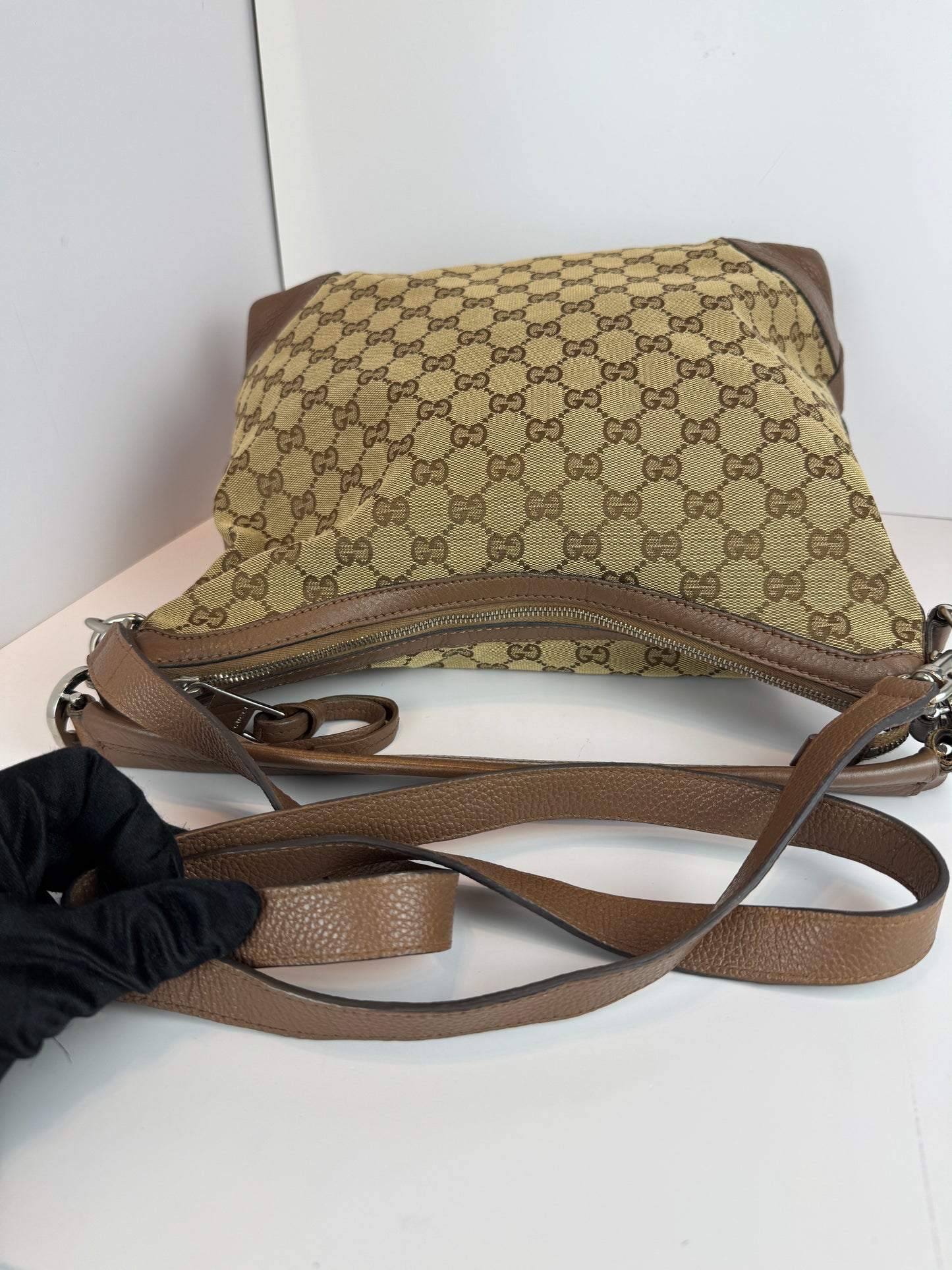 GUCCI Miss GG Hobo GG Canvas with Leather Brown