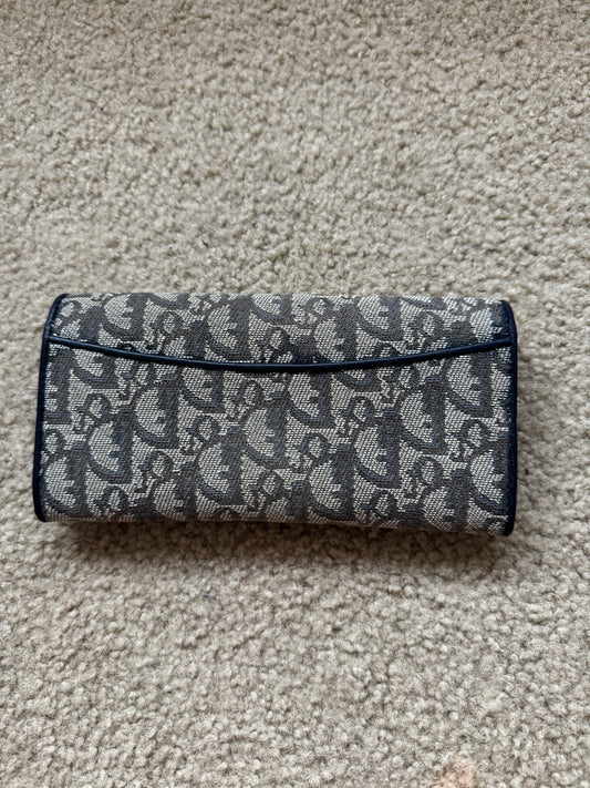 Christian Dior Trotter long wallet in navy blue Monogram