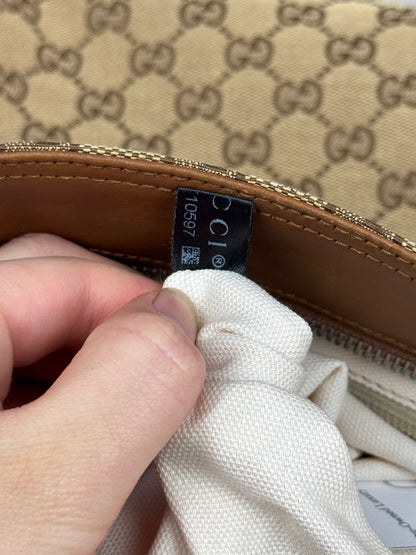 GUCCI Web Flat Messenger GG Canvas Brown