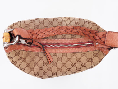 Gucci Bamboo Bar Shoulder Bag GG Canvas