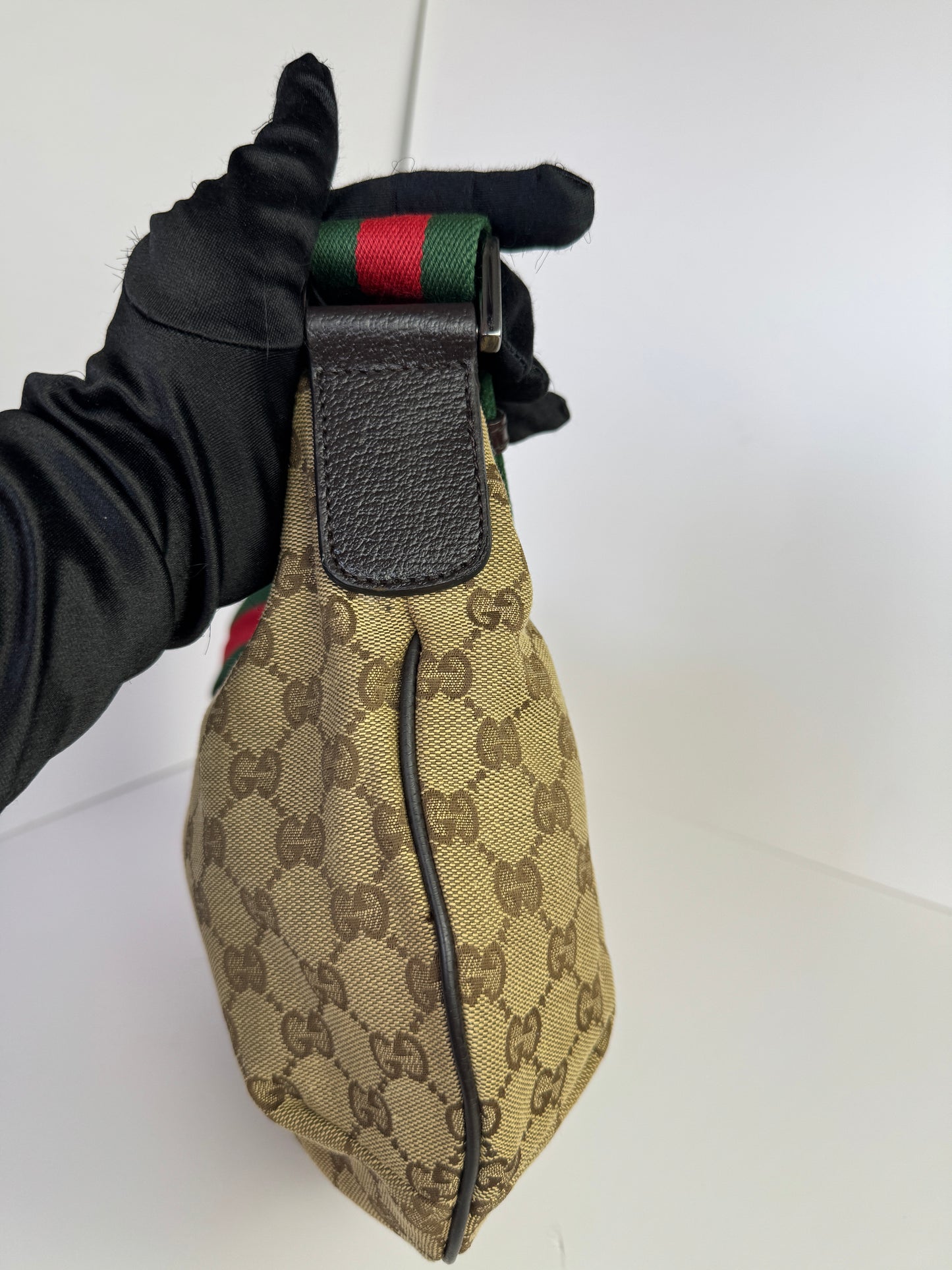 GUCCI Web Halfmoon GG Canvas