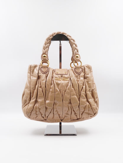 Miumiu Matelassé Leather Handbag Beige