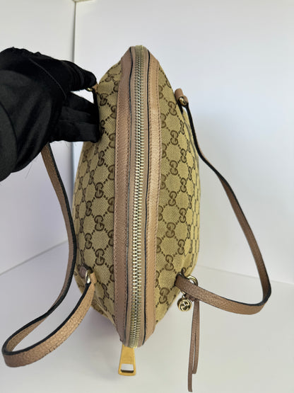 GUCCI Bree GG Canvas Shoulder Bag Pink Nude