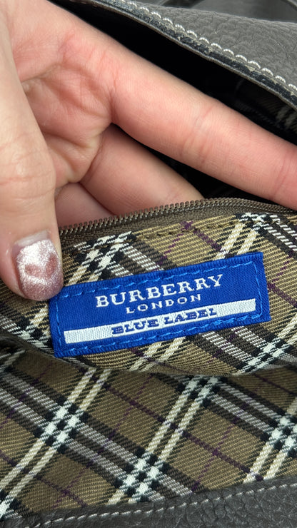 Burberry Bucket Grey Leather With Exterior Zip Pockets