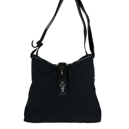 GUCCI Piston Shoulder bag Monogram GG Canvas Black