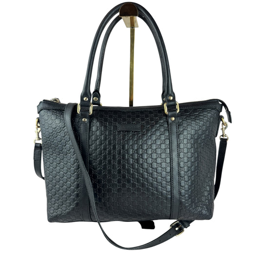 Gucci Soft Microguccdssima small Zippered Satchel Black