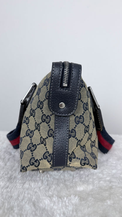 GUCCI Web Boston Pop GG Canvas Navy