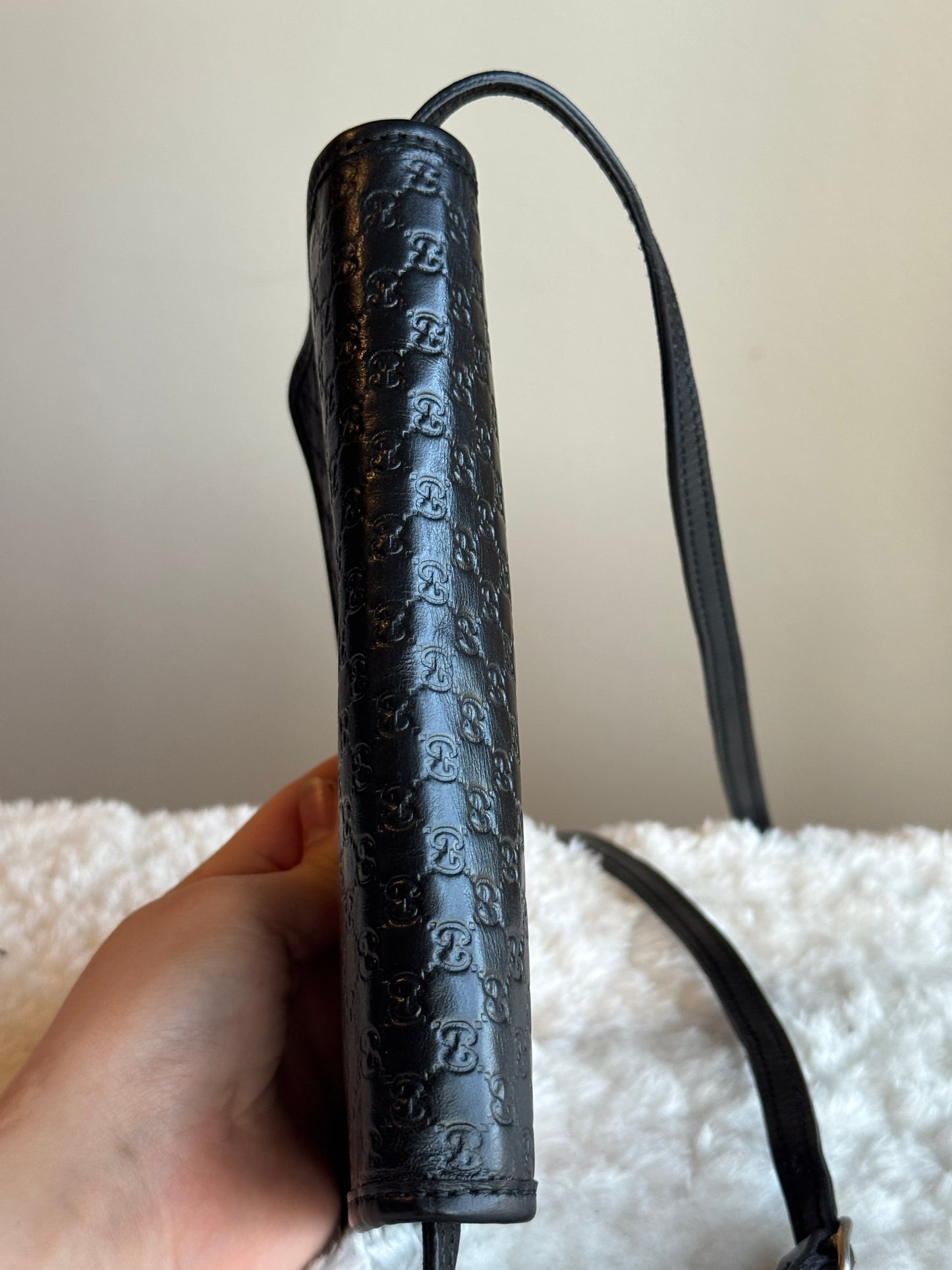 GUCCI micro Guccissima crossbody leather Black