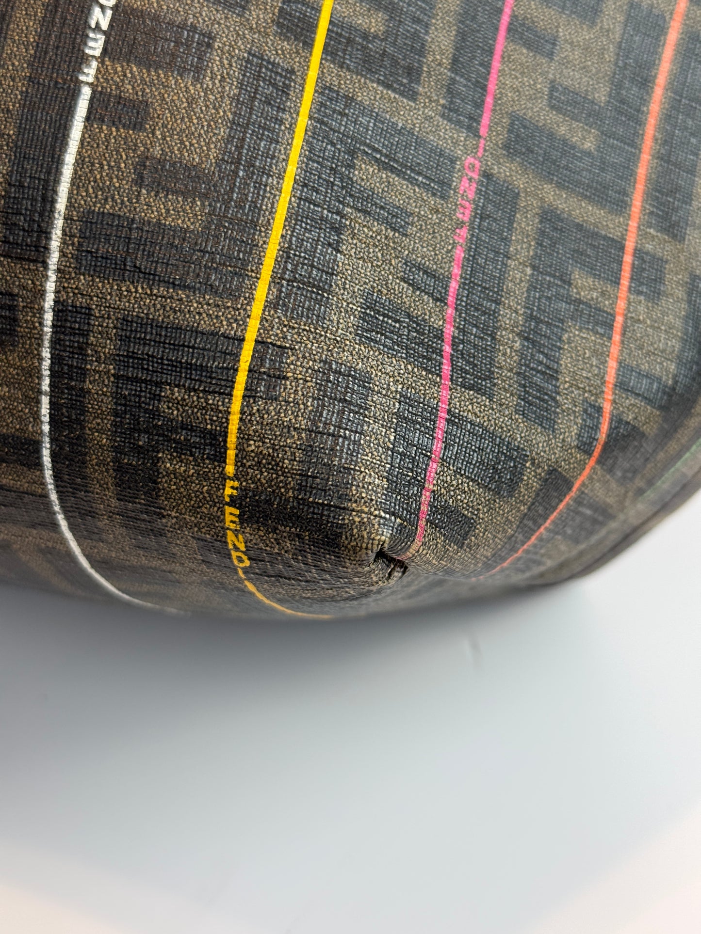 FENDI  Zucca Print Multi color Stripe Coated canvas Medium Roll Tote