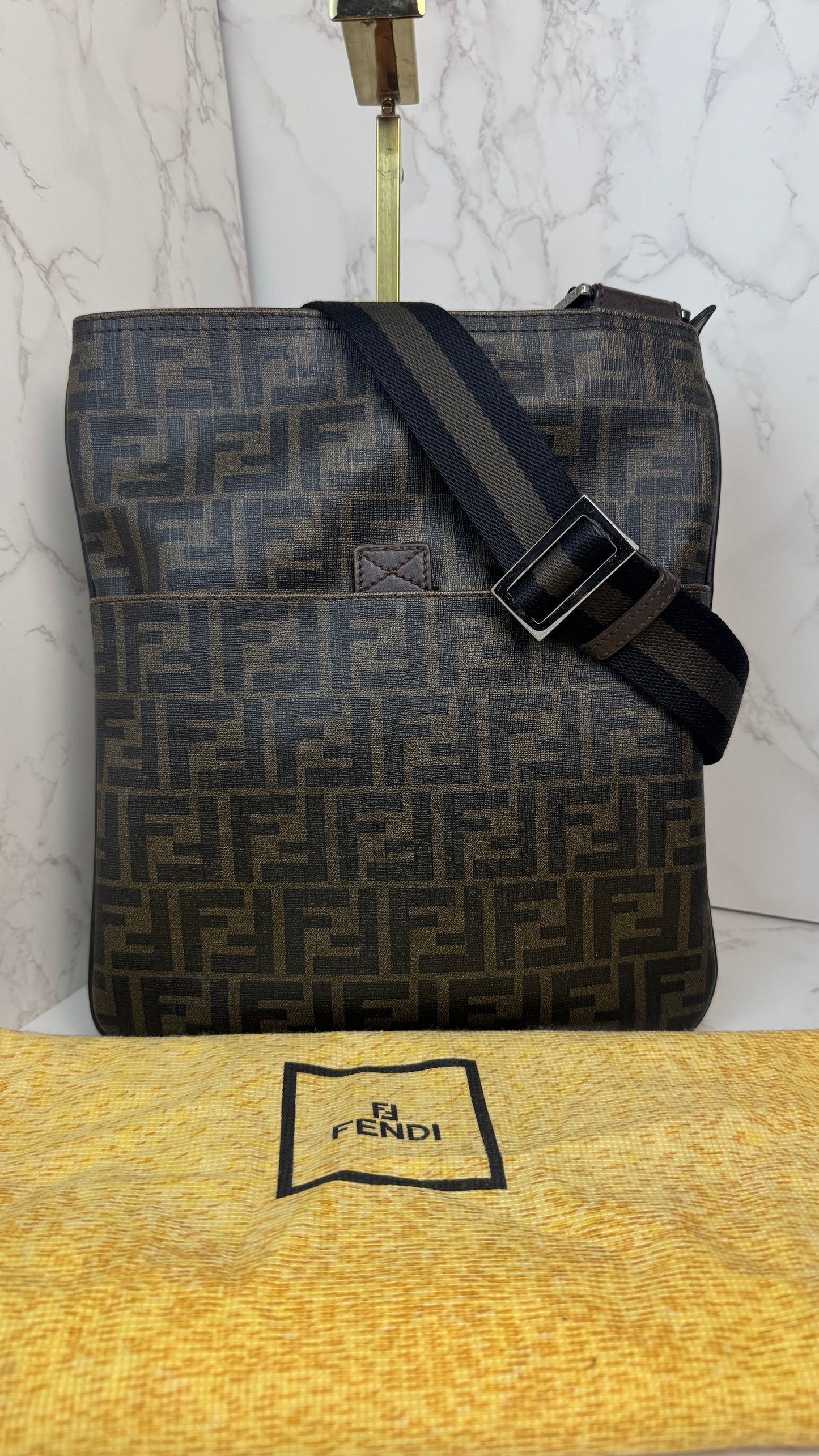 Fendi Zucca Canvas Crossbody Brown