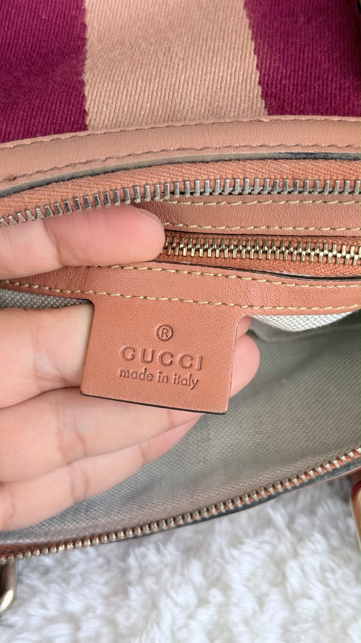 GUCCI Web Boston Small GG Canvas With Strap