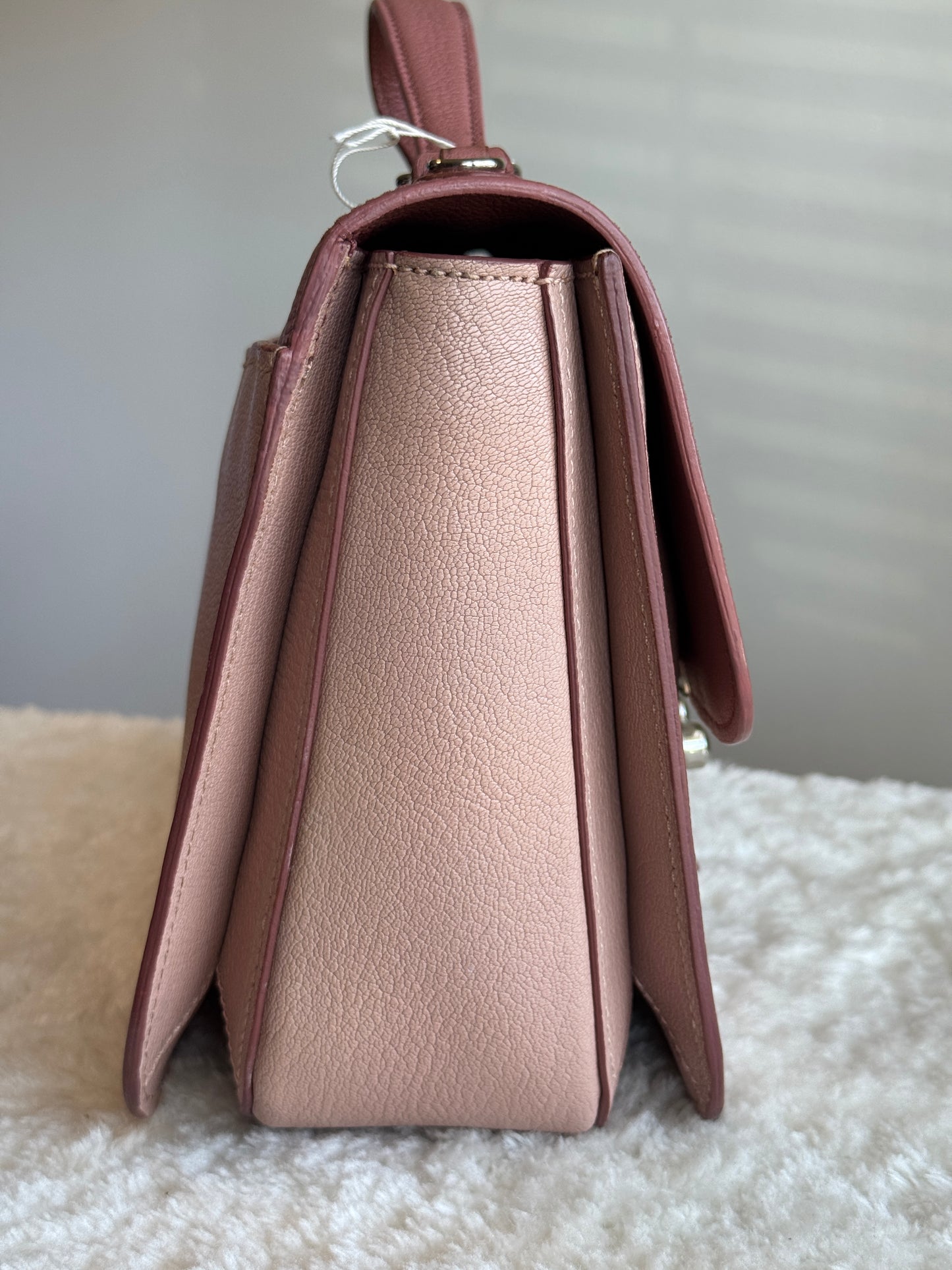 MIU MIU Pink Leather Madras Top Handle two tone