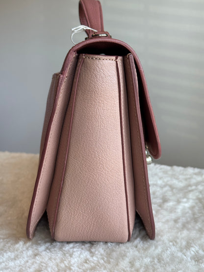 MIU MIU Pink Leather Madras Top Handle two tone