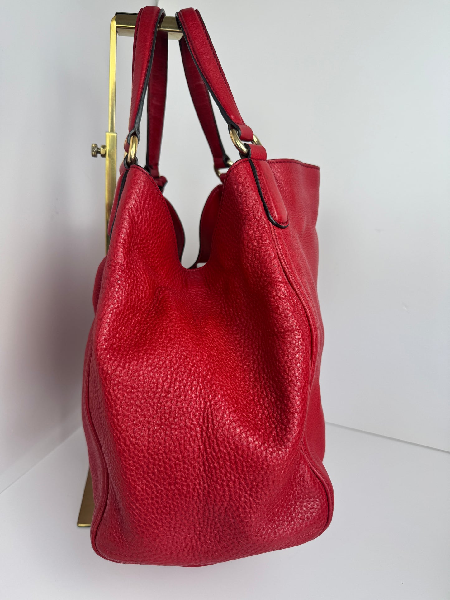 Gucci Red Soho pebbled leather hobo with tassel