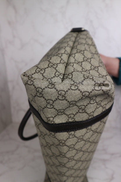 Gucci Shopping Tote Medium GG Supreme Coated Canvas Dark Brown