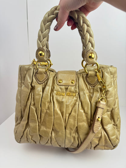 Miumiu Matelasse handle beige leather