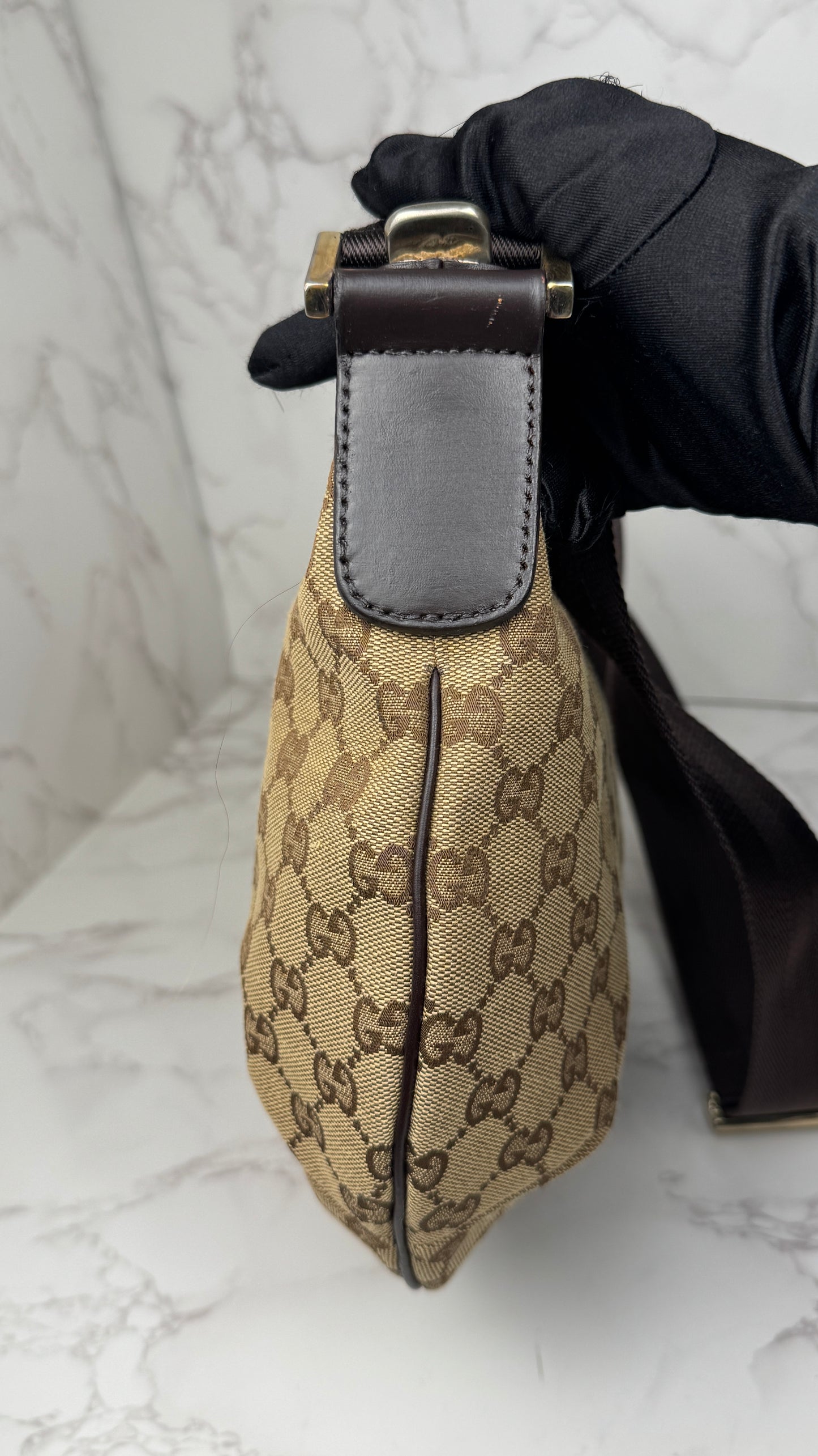 Gucci Half Moon Shoulder GG Canvas Brown