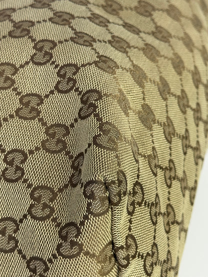 GUCCI Web Flat Messenger Green and Red Stripe Brown