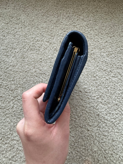 Christian Dior Trotter long wallet in navy blue Monogram