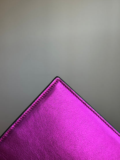 SAINT LAURENT Classic Monogram Tassel Chain wallet Leather pink metallic