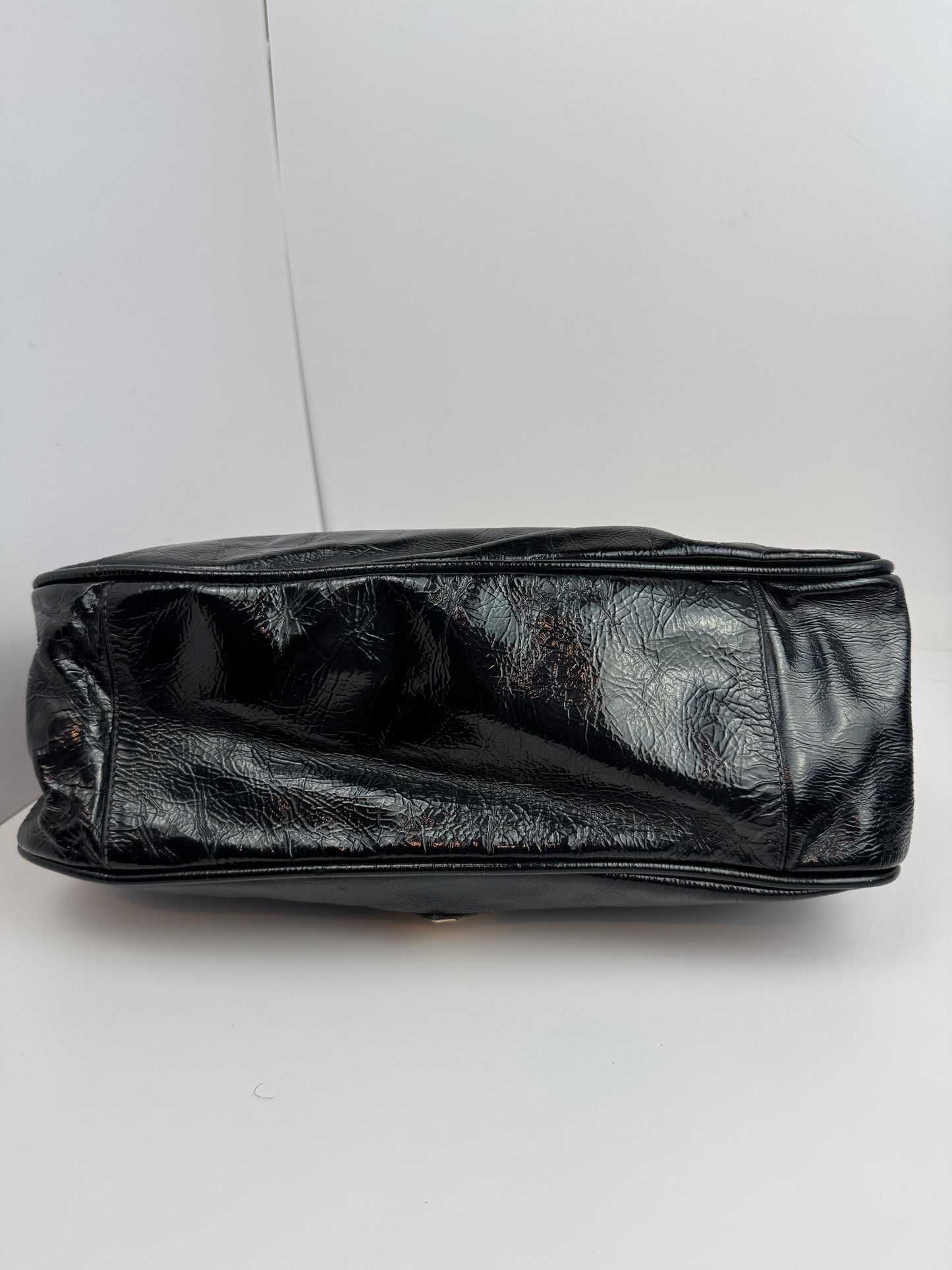 FENDI Patent Fly Shoulder Bag Black
