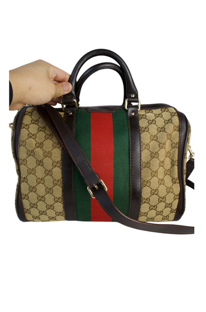 Gucci Web boston With Strap GG Canvas