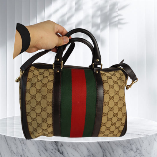 Gucci Web boston With Strap GG Canvas