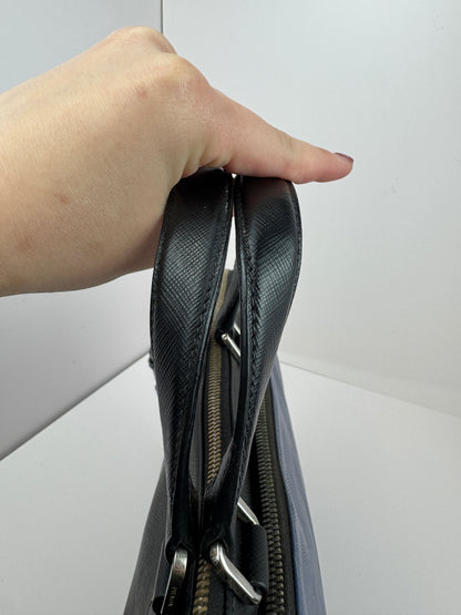 Prada Saffiano Business Briefcase two tone Black& Blue