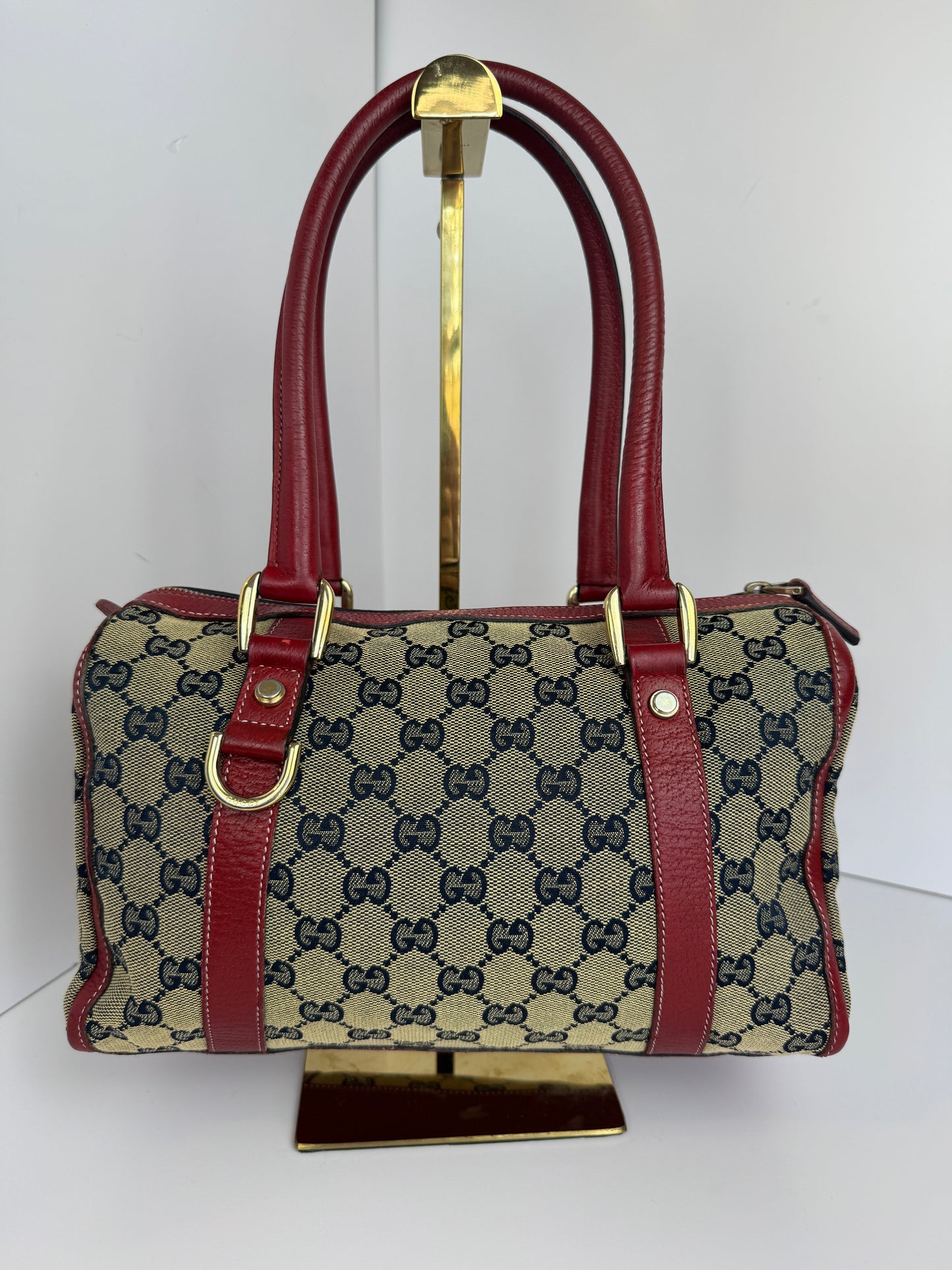 Gucci GG Canvas Boston Navy and red