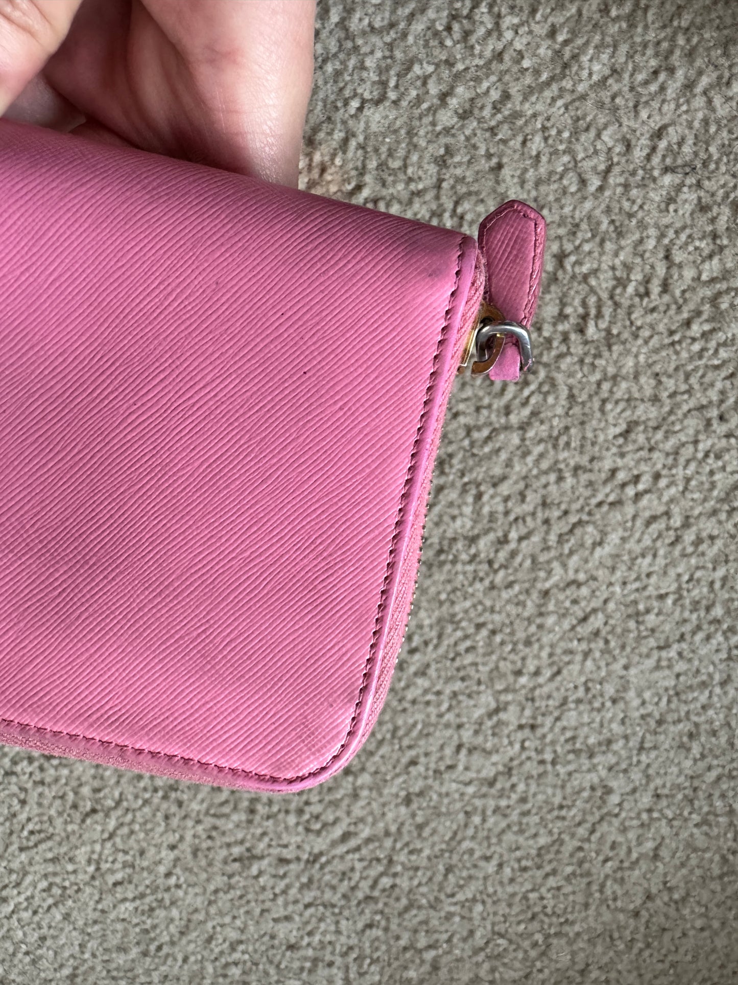 Prada saffiano zippy pink