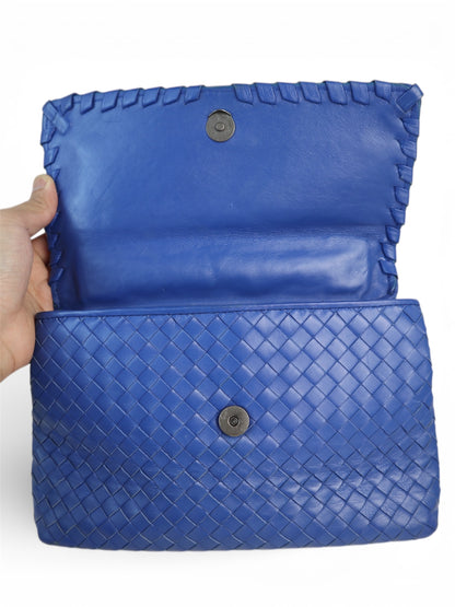 Bottega Veneta Nappa Intrecciato Large Olimpa Bag Blue