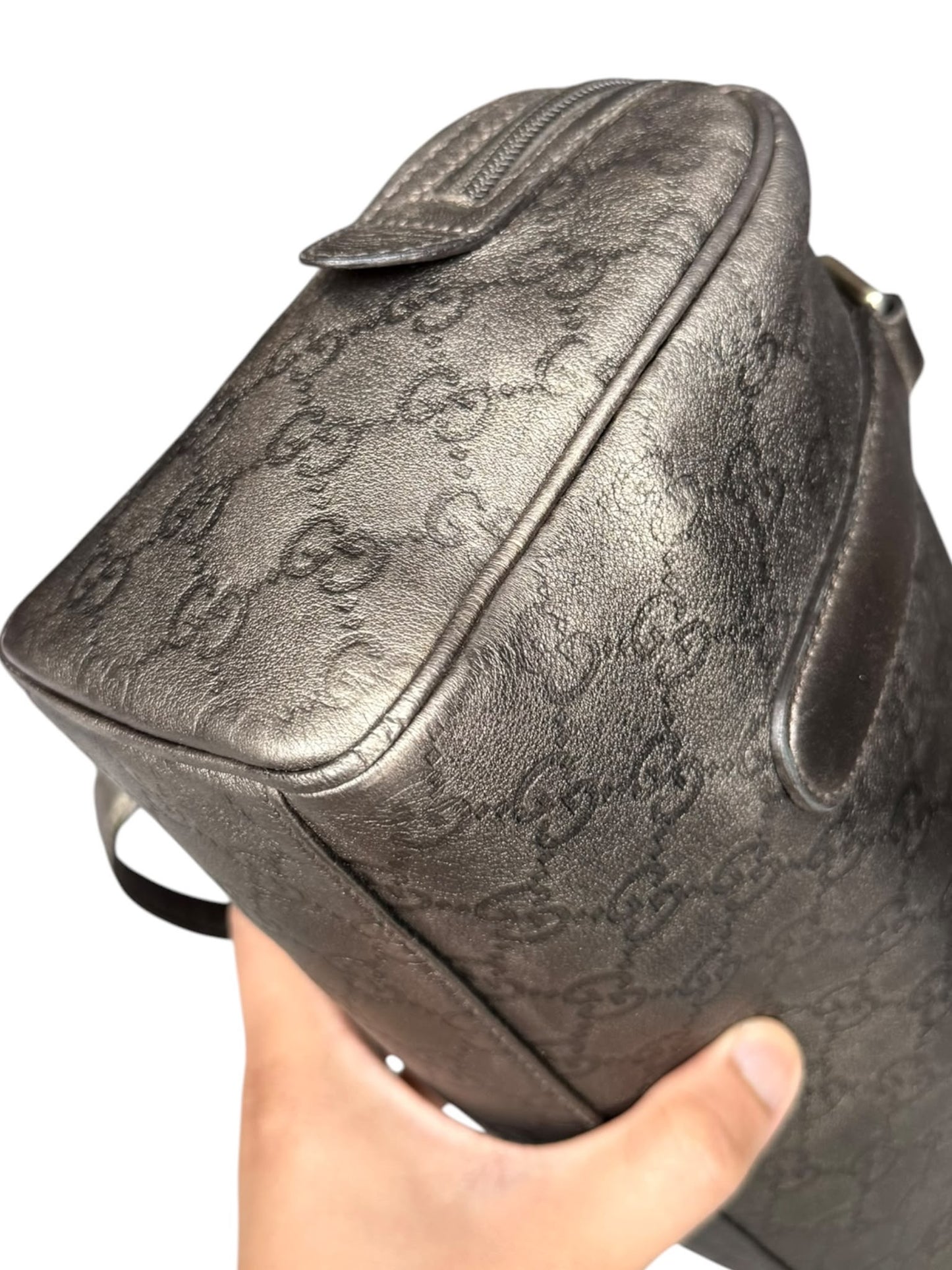Gucci Boston Mini Guccisimma Leather Grey