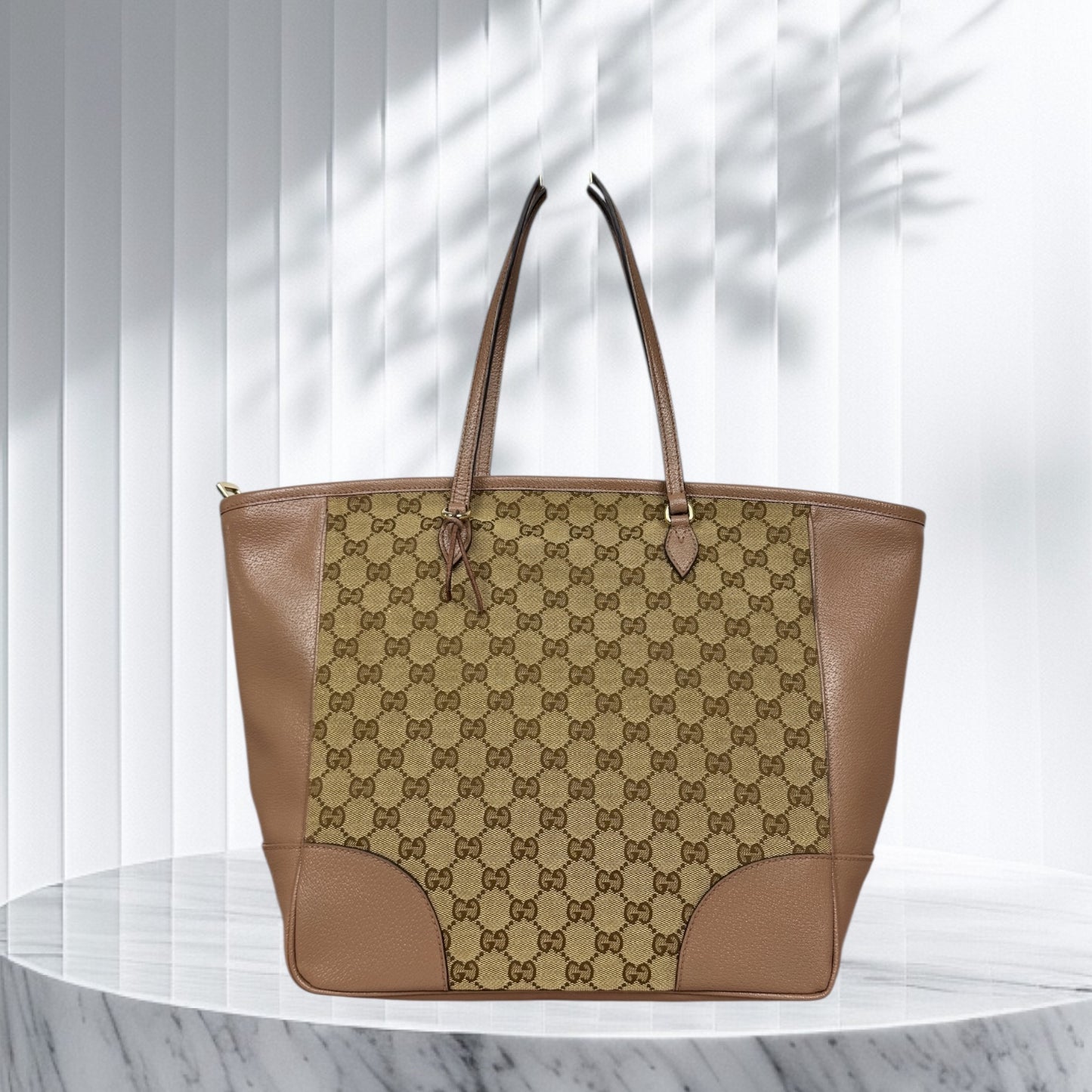 Gucci Bree GG Canvas Tote Shoulder Bag Nude
