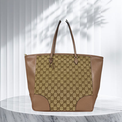 Gucci Bree GG Canvas Tote Shoulder Bag Nude
