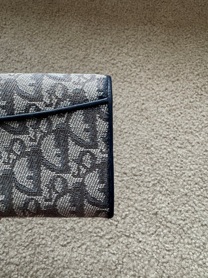 Christian Dior Trotter long wallet in navy blue Monogram
