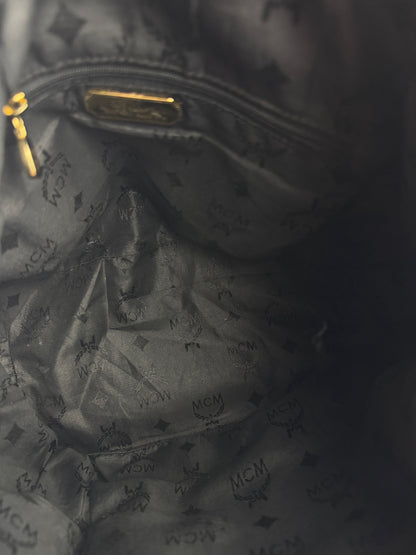 MCM Black Leather Drawstring Bucket bag