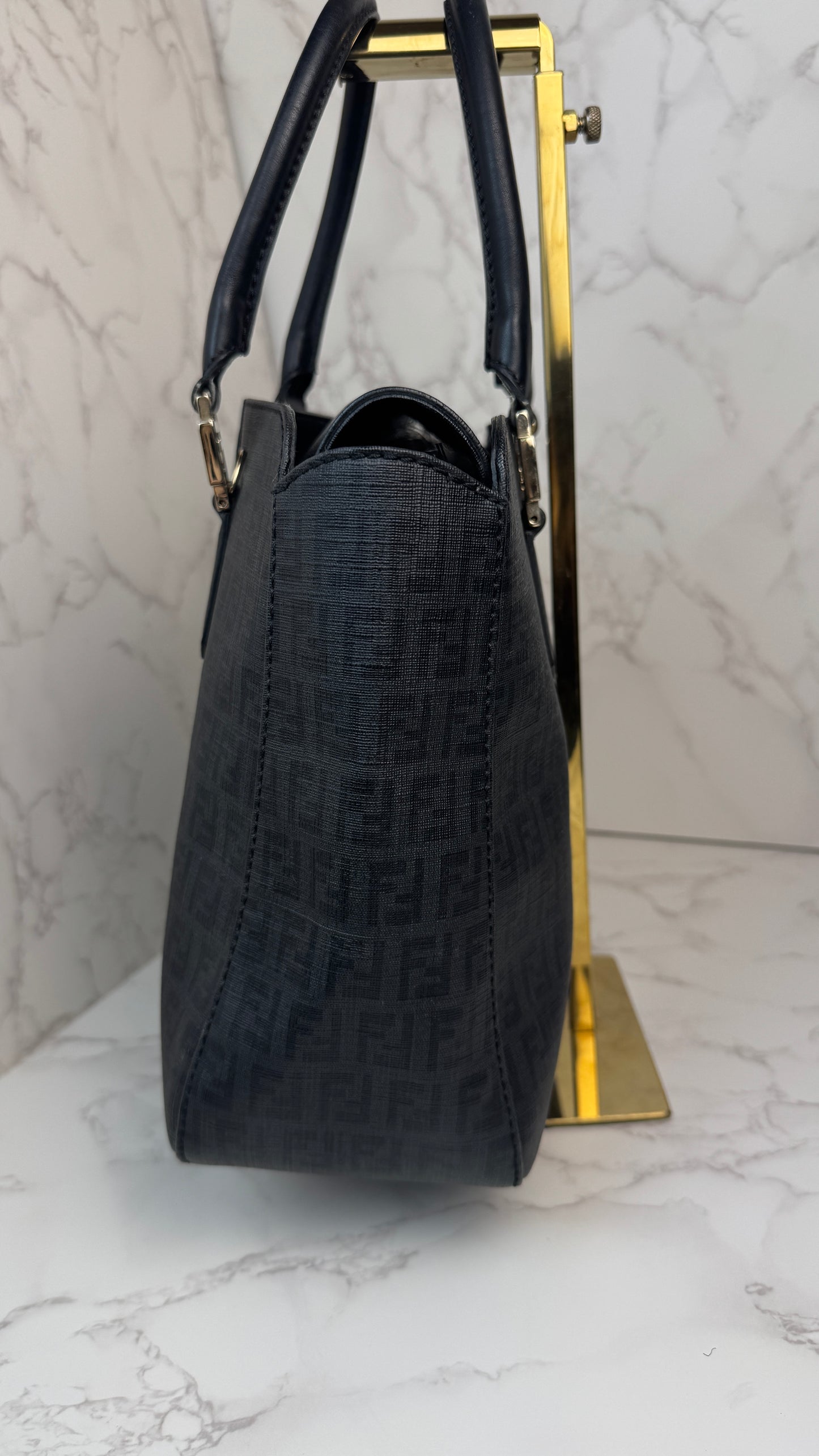 Fendi Zucca Canvas Top Handle Tote Bag