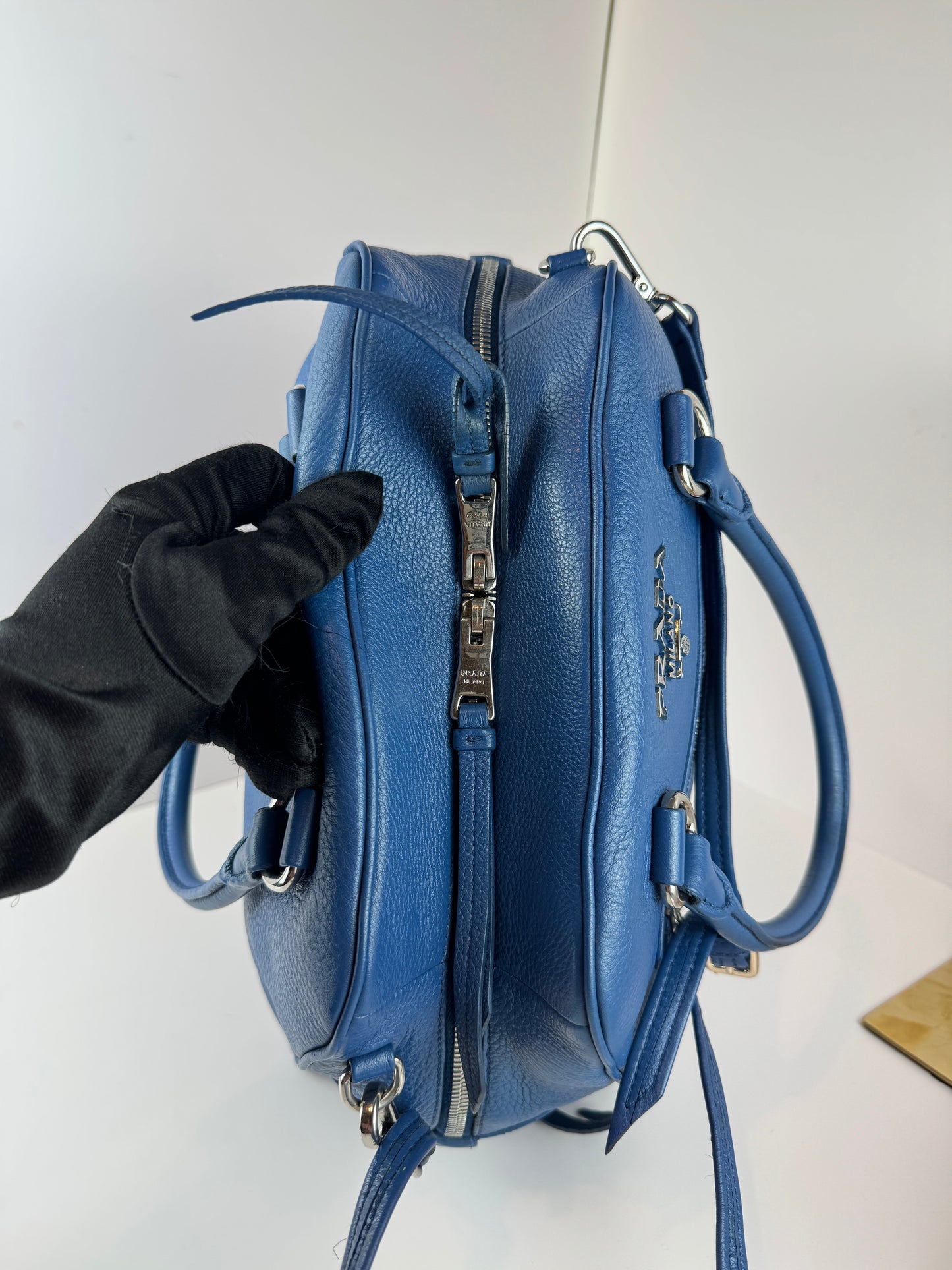 Prada Vitello Phenix Bowling Bag Talco