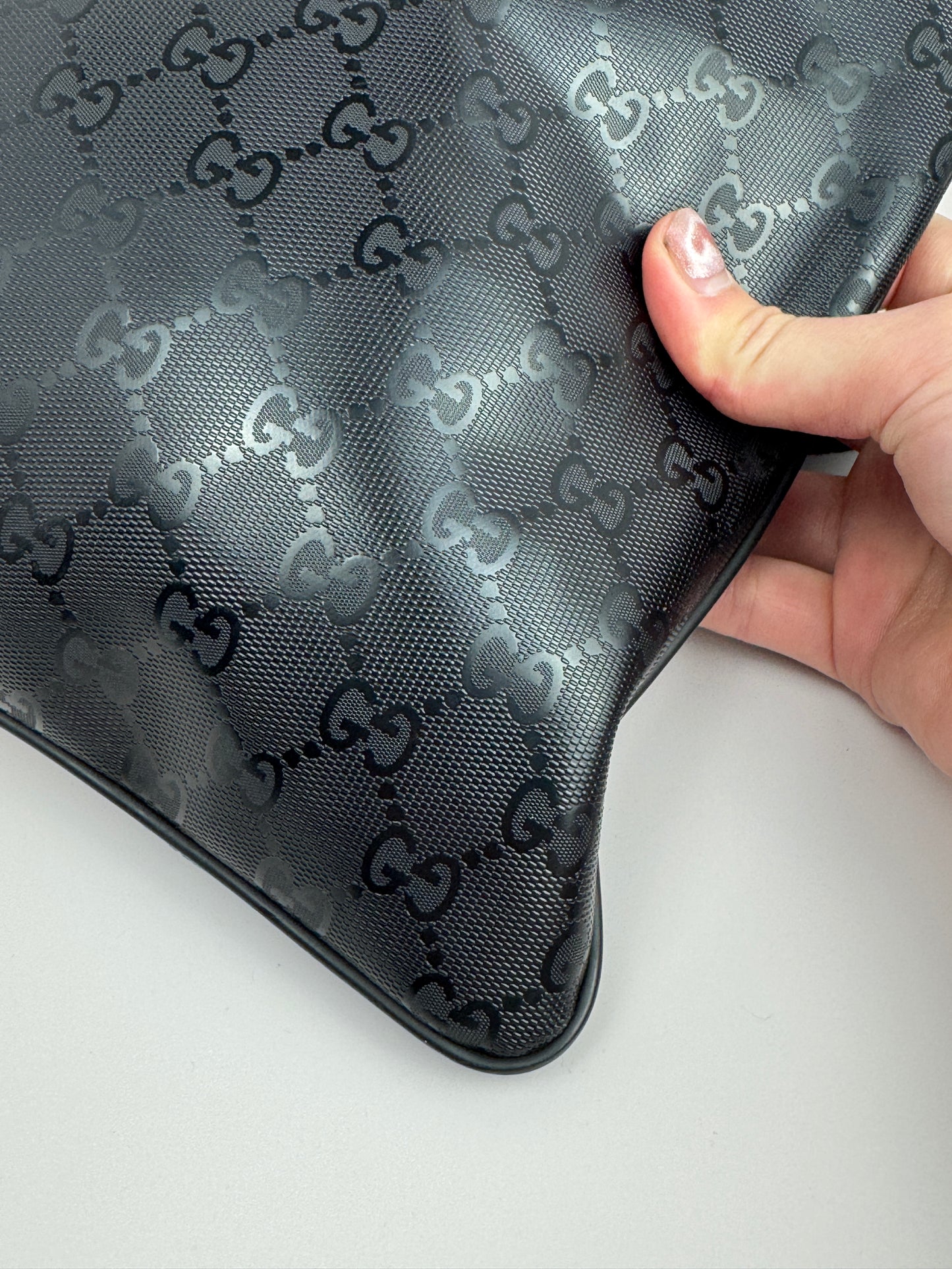 Gucci Flat Messenger Krystal GG Supreme canvas Black