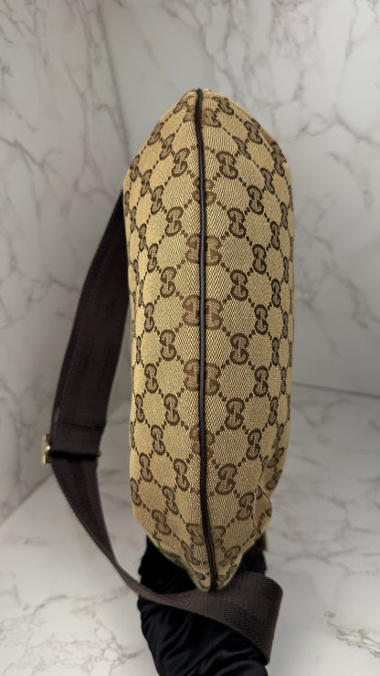 Gucci Half Moon Shoulder GG Canvas Brown