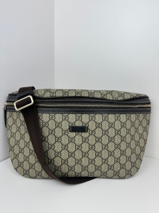 Gucci Belt Bag Coated Canvas GG Brown