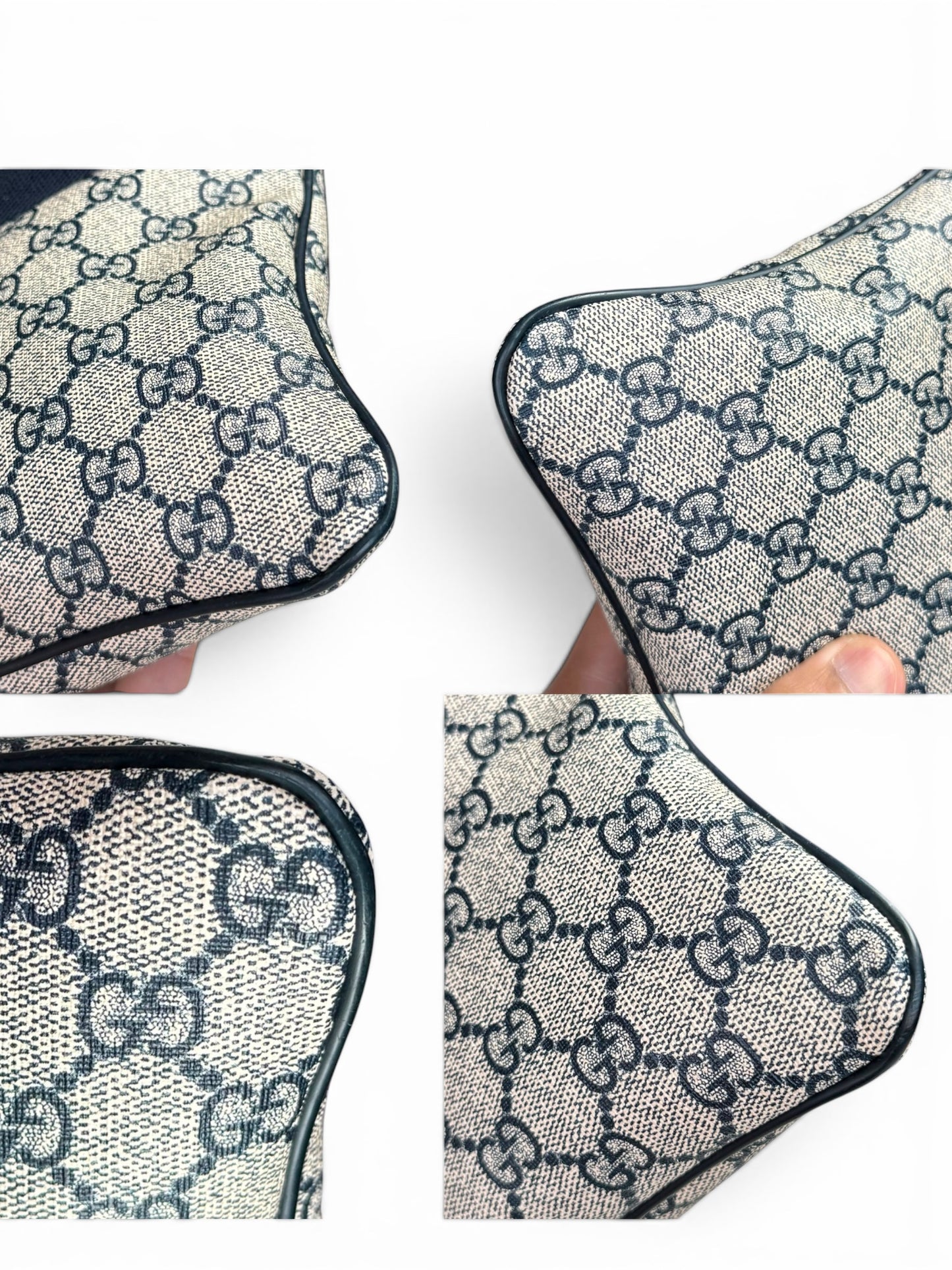 Gucci Zip Top Crossbody Coated Canvas Navy