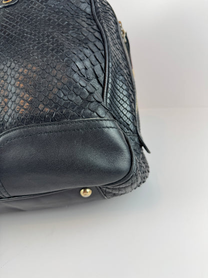 Gucci Princy Hobo Python Black Leather Web stripe